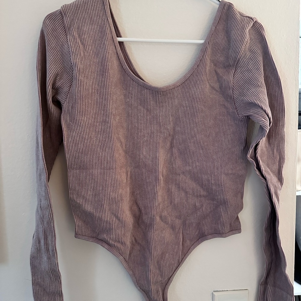 Primark Ribbed Scoop Neck Bodysuit - Mauve